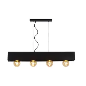 Lucide Surtus Industrial Bar Pendant Light - 4xE27 - Black