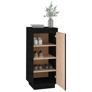 Shoe Cabinet Black 35x35x80 cm Solid Wood Pine