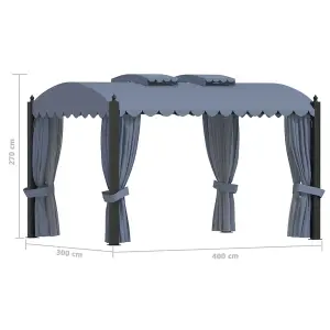 Berkfield Gazebo with Curtains 3x4 m Anthracite Steel