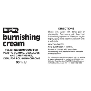 Rustins Plastic Coating Burnishing Cream 63ml