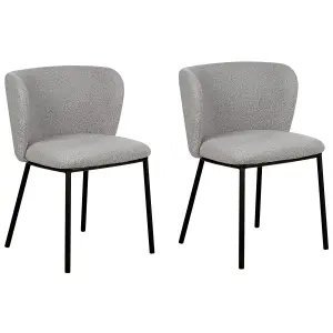 Set of 2 Dining Chairs MINA Boucle Grey