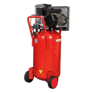 Sealey Air Compressor 90L Belt Drive Vertical 3hp 145psi 10 Bar Red SAC1903B