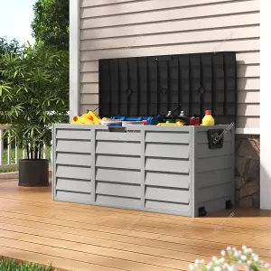 112cm W Waterproof Lockable Outdoor Garden Storage Box, Light Grey