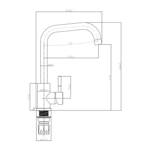 Reginox Salina BG Single Lever Square Neck Brushed Gold Kitchen Mixer Tap