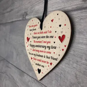 Handmade Anniversary Gift For Husband Wife Wood Heart Anniversary Card Keepsake Plaque