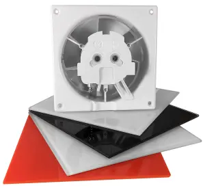 AirRoxy Shiny White Glass Front Panel 100mm Timer Extractor Fan for Wall Ceiling Ventilation