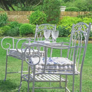 Vintage Grey Arched Iron Outdoor Garden Furniture Companion Seat Garden Bench