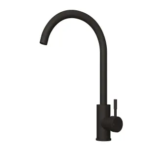 Nes Home Kitchen Single Lever Mixer Tap with Diffuser 360 Swivel Matte Black Manhattan