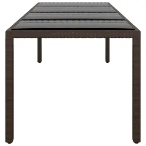 Berkfield Garden Table with Glass Top Brown Poly Rattan