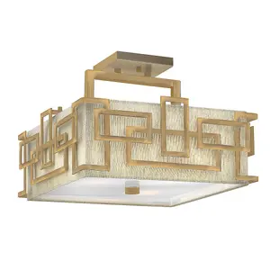 Elstead Lanza 3 Light Semi Flush Mount Ceiling Light Brushed Bronze, E27