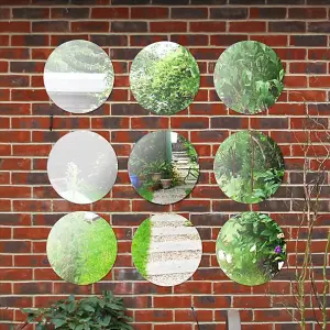 Primrose Set of 9 Circular Acrylic Outdoor Garden Mirrors 1ft 3in