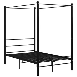 Berkfield Canopy Bed Frame Black Metal 140x200 cm