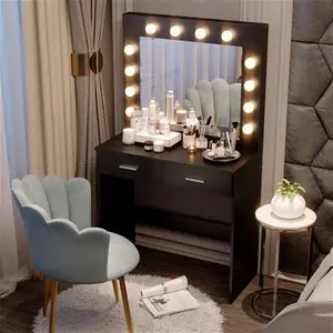 Thurston Dressing Table With Mirror Hashtag Home Colour: Black