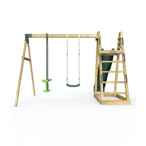 Rebo Wooden Pyramid Activity Frame with Swings and 10ft Water Slide - Feather