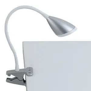 Luminosa HEGEL Clamp Reading Table Lamp Silver 260lm 4000K 9.5x33cm