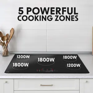 90cm 9300W 4 Zone Induction Hob with Touch Control - Sleek Black Finish