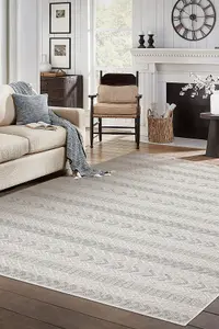 Carpet JERSEY 19243 grey - Chevron, structural, loop BOHO  200x290 cm