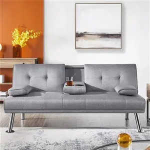 3-Seat Upholstered Sofa Bed Yaheetech Upholstery Colour: Light Grey