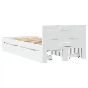 Berkfield Bed Frame with Headboard without Mattress White 100x200 cm