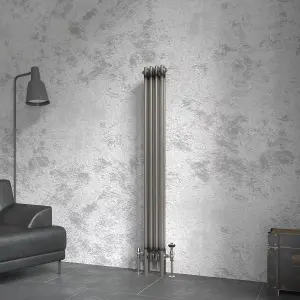 Right Radiators 1500x200 mm Vertical Traditional 2 Column Cast Iron Style Radiator Raw Metal