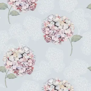 Hydrangea Harmony Wallpaper in Soft Blue