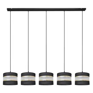 Luminosa Helen Straight Bar Pendant Ceiling Light Black, Gold 115cm