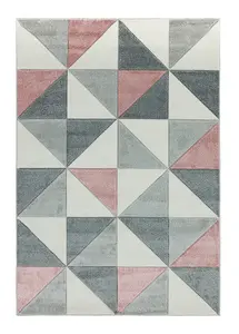 Pink Geometric Modern Easy to clean Rug for Dining Room-200cm X 290cm