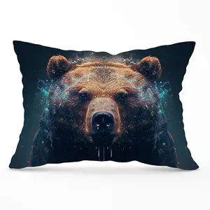 Brown Bear Face Splashart Cushions 33cm x 48cm