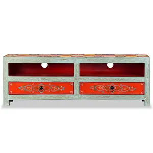 Berkfield TV Cabinet Solid Mango Wood Hand Painted