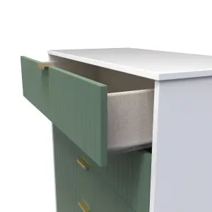 Linear Ready assembled Matt green & white 5 Drawer Chest of drawers (H)1075mm (W)765mm (D)415mm