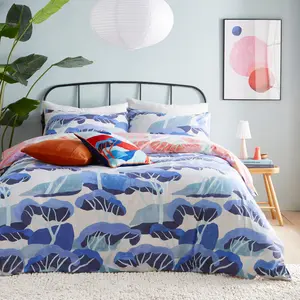 D'Azure Cotton Blend Abstract Duvet Cover Set with Pillowcases 200 x 200 cm - 2 Standard Pillowcases