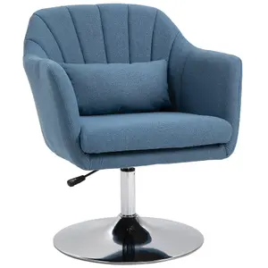 HOMCOM Stylish Retro Linen Swivel Tub Chair Steel Frame Cushion Seat Blue