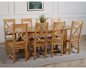 Richmond 140cm - 220cm Oak Extending Dining Table and 8 Chairs Dining Set with Berkeley Chairs