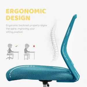 Yaheetech Ergonomic Armless Mesh Office Chair - Turquoise