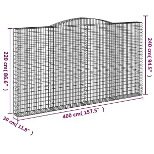 Berkfield Arched Gabion Basket 400x30x220/240 cm Galvanised Iron