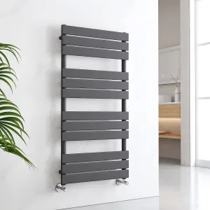 EMKE Flat Panel Heated Towel Rail Anthracite Bathroom Ladder Radiator Warmer 1200 x 600 mm Towel Radiator