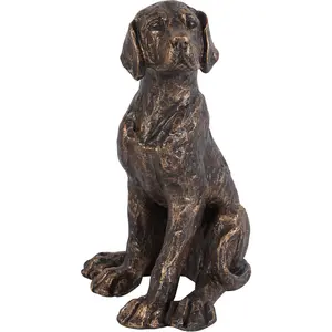 Laura Ashley Bronze Small Sitting Dog Sculpture