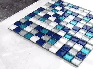 Glass mosaic on mesh for bathroom or kitchen 300mm x 300mm - Topaz