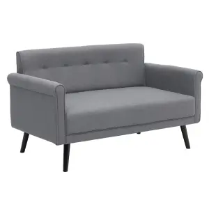 Grey 2 Seat Contemporary Sofa with Rolled Arms for Living Room