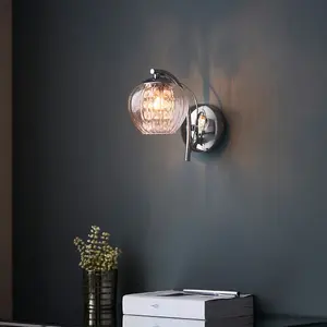 Luminosa Mesmer Glass Wall Lamp, Chrome Plate, Glass, Glass Beads