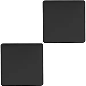 2 PACK Single SCREWLESS MATT BLACK Blanking Plate Round Edged Wall Hole Cover