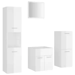 Berkfield Bathroom Furniture Set High Gloss White Engineered Wood