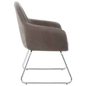 Interiors by Premier Grey Chair, Easy Care Velvet Chair, Arm and Backrest Chair for Living Room, Space-Sufficient Lounge Chair