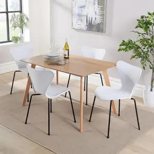 Home Source Rayna Table and 4 White Penny Chairs