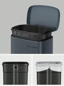 SONGMICS Kitchen Bin 30L, Pedal Bin, Rubbish Bin With Soft-Close Lid And Inner Bucket, Steel, White