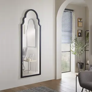 Leaner Mirror Casablanca Arched Shape with Black Frame- H 170cm X W 60cm x D 4cm for Hanging at Entry way or Corridor, Living room