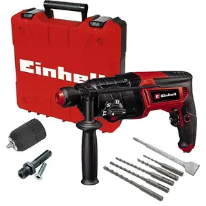 Einhell 240v SDS Plus 4 Mode Rotary Hammer Dril + SDS Bits Chisel +Keyless Chuck