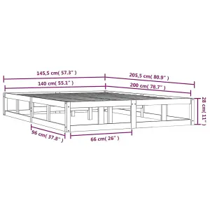 Berkfield Bed Frame Black 140x200 cm Solid Wood