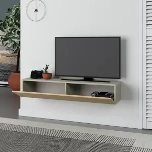 Decortie Francy Wall-Mounted TV Unit Modern Media Centre TV Cabinet 42" Ash Green Oak 135cm