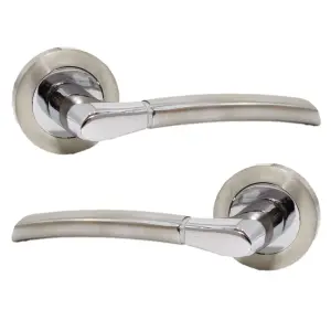 Indiana Door Handles Latch Lever on Rose Duo - Chrome Satin 125mm